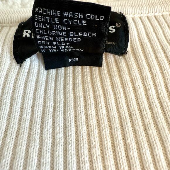 Requirements Womens XL White Long Sleeve Ribbed Button-up Sweater Casual Career - Picture 4 of 9